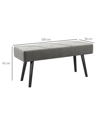 HOMCOM Upholstered End of Bed Bench, X-Shape Design with Steel Legs, Hallway Bedroom Bench, Grey 831-691V70GY