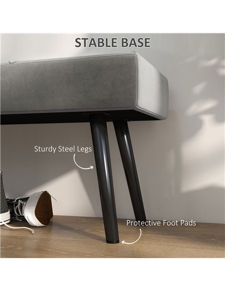 HOMCOM Upholstered End of Bed Bench, X-Shape Design with Steel Legs, Hallway Bedroom Bench, Grey 831-691V70GY - pic 96837 | FastDaddyshop