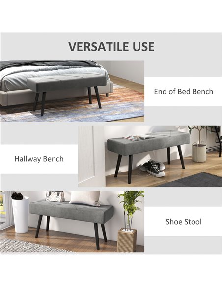 HOMCOM Upholstered End of Bed Bench, X-Shape Design with Steel Legs, Hallway Bedroom Bench, Grey 831-691V70GY - pic 96838 | FastDaddyshop