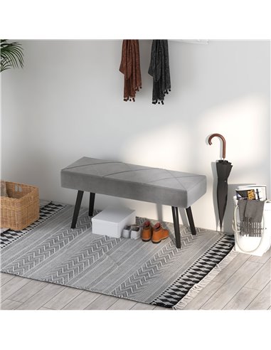 HOMCOM Upholstered End of Bed Bench, X-Shape Design with Steel Legs, Hallway Bedroom Bench, Grey 831-691V70GY