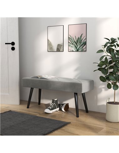 HOMCOM Upholstered End of Bed Bench, X-Shape Design with Steel Legs, Hallway Bedroom Bench, Grey 831-691V70GY
