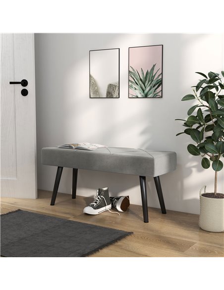 HOMCOM Upholstered End of Bed Bench, X-Shape Design with Steel Legs, Hallway Bedroom Bench, Grey 831-691V70GY - pic 96841 | FastDaddyshop