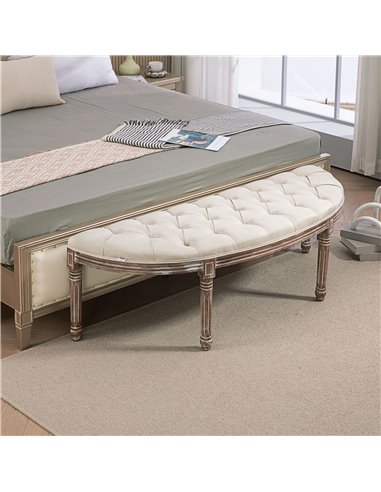 HOMCOM Half Circle Padded Bed End Bench - Cream White 831-228V03CW