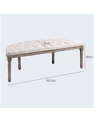 HOMCOM Half Circle Padded Bed End Bench - Cream White 831-228V03CW