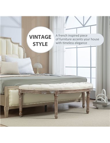 HOMCOM Half Circle Padded Bed End Bench - Cream White 831-228V03CW
