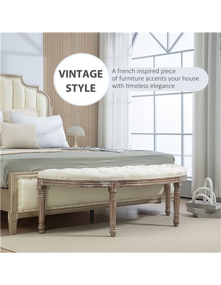 HOMCOM Half Circle Padded Bed End Bench - Cream White 831-228V03CW - pic 96845 | FastDaddyshop