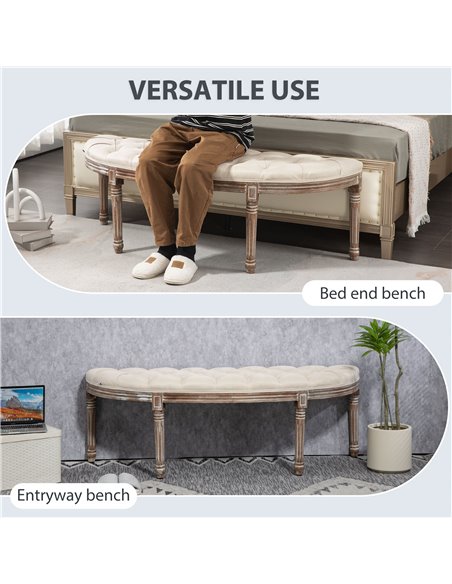 HOMCOM Half Circle Padded Bed End Bench - Cream White 831-228V03CW - pic 96846 | FastDaddyshop