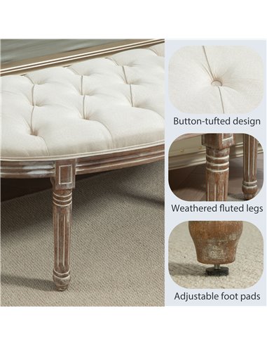HOMCOM Half Circle Padded Bed End Bench - Cream White 831-228V03CW