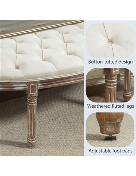 HOMCOM Half Circle Padded Bed End Bench - Cream White 831-228V03CW - pic 96847 | FastDaddyshop