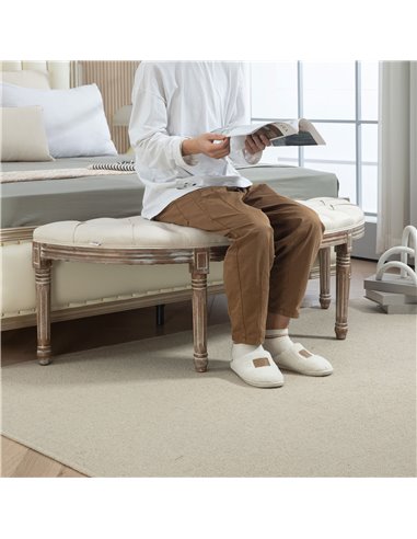HOMCOM Half Circle Padded Bed End Bench - Cream White 831-228V03CW