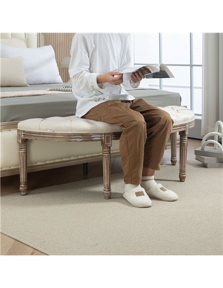 HOMCOM Half Circle Padded Bed End Bench - Cream White 831-228V03CW - pic 96849 | FastDaddyshop