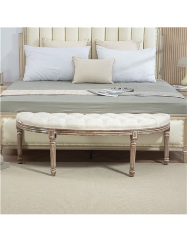 HOMCOM Half Circle Padded Bed End Bench - Cream White 831-228V03CW