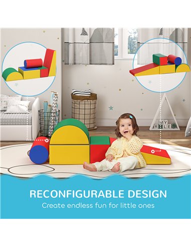 HOMCOM 5 Piece Soft Safe Foam Playset, Climb and Crawl Activity Toy for Toddlers, Multicolour 3D0-004V02MX