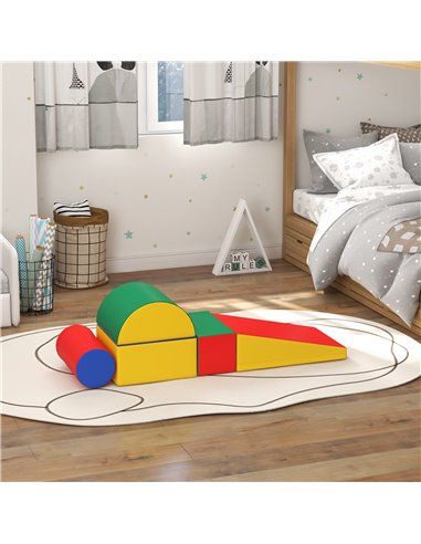 HOMCOM 5 Piece Soft Safe Foam Playset, Climb and Crawl Activity Toy for Toddlers, Multicolour 3D0-004V02MX