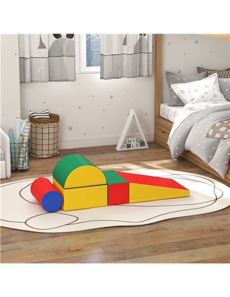 HOMCOM 5 Piece Soft Safe Foam Playset, Climb and Crawl Activity Toy for Toddlers, Multicolour 3D0-004V02MX - pic 96876 | FastDaddyshop