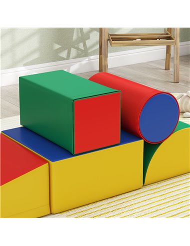 HOMCOM 5 Piece Soft Safe Foam Playset, Climb and Crawl Activity Toy for Toddlers, Multicolour 3D0-004V02MX