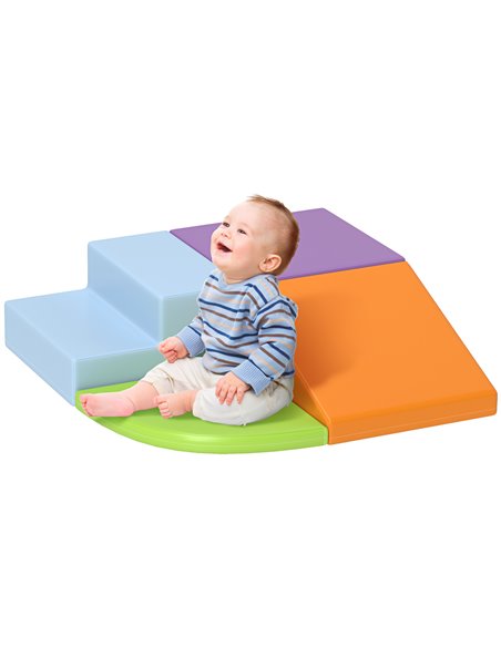 HOMCOM 4-piece Soft Play Set, Climb and Crawl Foam, Toddler Stairs and Ramp, Multicolour 3D0-011V01MX - pic 96878 | FastDaddyshop