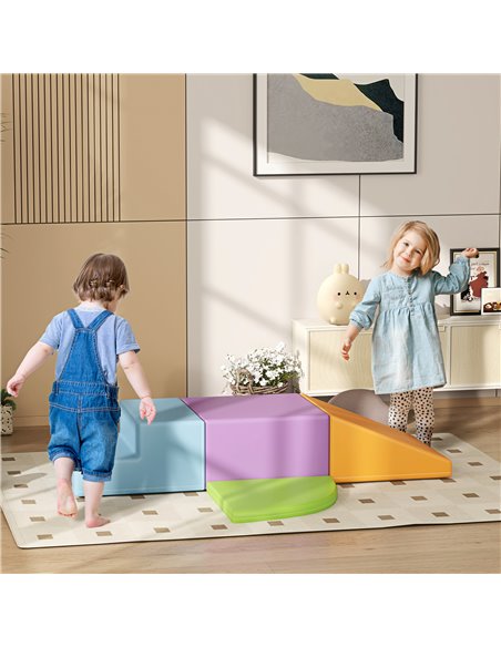 HOMCOM 4-piece Soft Play Set, Climb and Crawl Foam, Toddler Stairs and Ramp, Multicolour 3D0-011V01MX - pic 96879 | FastDaddyshop