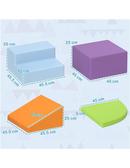 HOMCOM 4-piece Soft Play Set, Climb and Crawl Foam, Toddler Stairs and Ramp, Multicolour 3D0-011V01MX - pic 96880 | FastDaddyshop