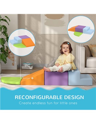 HOMCOM 4-piece Soft Play Set, Climb and Crawl Foam, Toddler Stairs and Ramp, Multicolour 3D0-011V01MX