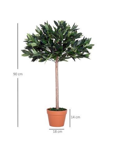 Outsunny 3ft Faux Olive Tree, Lifelike Indoor Plant, Decorative Greenery, in Orange Pot 844-197