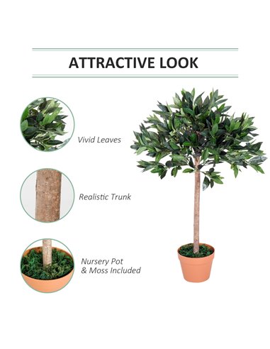 Outsunny 3ft Faux Olive Tree, Lifelike Indoor Plant, Decorative Greenery, in Orange Pot 844-197