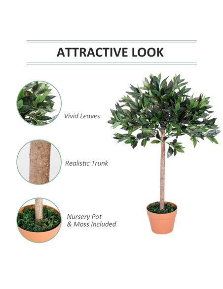 Outsunny 3ft Faux Olive Tree, Lifelike Indoor Plant, Decorative Greenery, in Orange Pot 844-197 - pic 96890 | FastDaddyshop