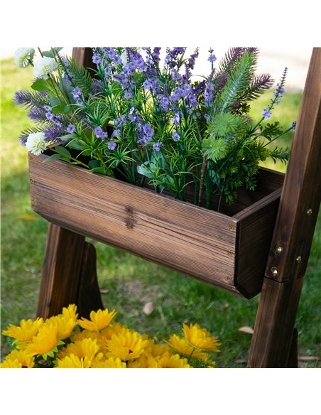 Outsunny 3-Tier Plant Stand Flower Stand Freestanding Outdoor Wooden Flower Rack Vertical Flower Pot Stands, 61 x 48 x 118 cm 84 - pic 96911 | FastDaddyshop