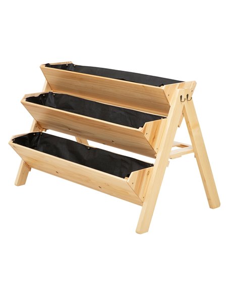 Outsunny 3 Tier Wooden Garden Raised Bed Vertical Plant Bed with Clapboard and Hooks, 120 x 68 x 80cm 845-476 - pic 96914 | FastDaddyshop