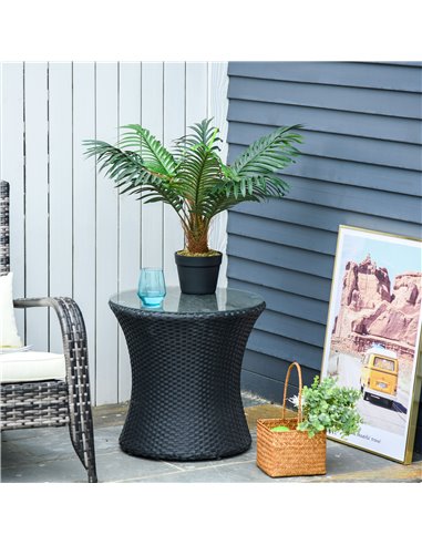 Outsunny 60cm Fake Palm Tree, Indoor/Outdoor Decorative Plant with 8 Leaves and Nursery Pot 844-334