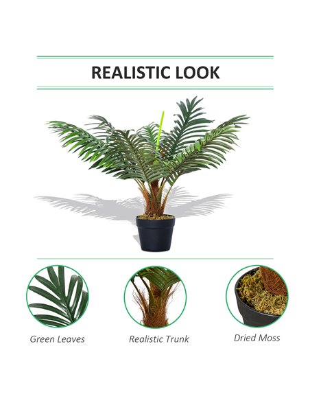 Outsunny 60cm Fake Palm Tree, Indoor/Outdoor Decorative Plant with 8 Leaves and Nursery Pot 844-334 - pic 96935 | FastDaddyshop
