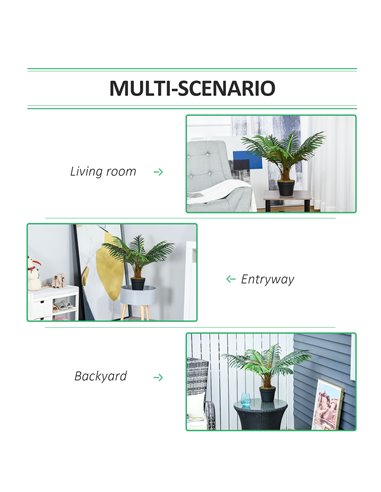 Outsunny 60cm Fake Palm Tree, Indoor/Outdoor Decorative Plant with 8 Leaves and Nursery Pot 844-334