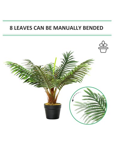 Outsunny 60cm Fake Palm Tree, Indoor/Outdoor Decorative Plant with 8 Leaves and Nursery Pot 844-334