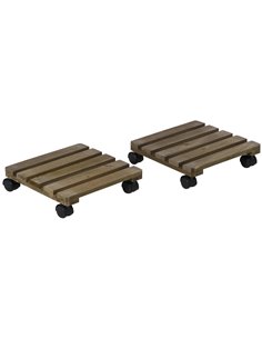 Outsunny 2 Pack Plant Stand with Wheels, Flowerpot Holder, Wooden Flower Display Stand for Indoor Outdoor Living Room Entryway 8