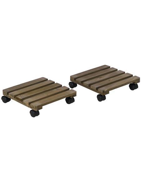 Outsunny 2 Pack Plant Stand with Wheels, Flowerpot Holder, Wooden Flower Display Stand for Indoor Outdoor Living Room Entryway 8 - pic 96941 | FastDaddyshop