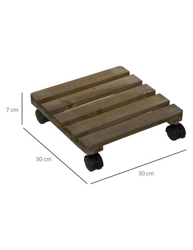 Outsunny 2 Pack Plant Stand with Wheels, Flowerpot Holder, Wooden Flower Display Stand for Indoor Outdoor Living Room Entryway 8