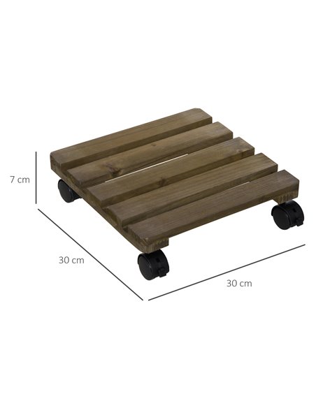 Outsunny 2 Pack Plant Stand with Wheels, Flowerpot Holder, Wooden Flower Display Stand for Indoor Outdoor Living Room Entryway 8 - pic 96943 | FastDaddyshop