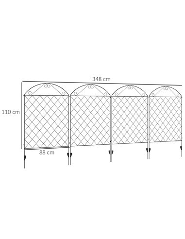 Outsunny Decorative Garden Fencing, 43in x 23ft Outdoor Picket Fence Panels, 8PCs Rustproof Metal Wire Landscape Flower Bed Bord