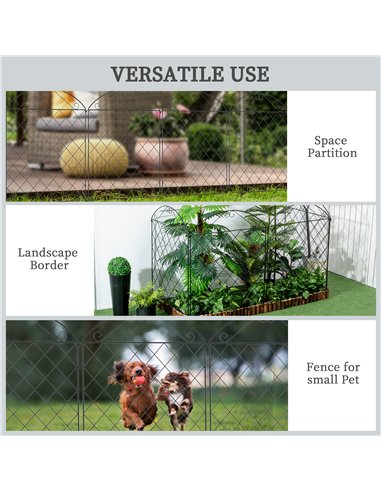 Outsunny Decorative Garden Fencing, 43in x 23ft Outdoor Picket Fence Panels, 8PCs Rustproof Metal Wire Landscape Flower Bed Bord