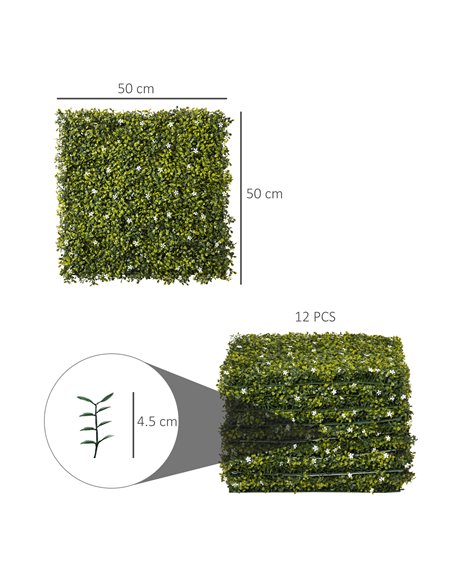 Outsunny 12PCS Artificial Boxwood Wall Panels 50cm x 50cm Grass Privacy Fence Screen Faux Hedge Greenery Backdrop Encrypted Mila - pic 97006 | FastDaddyshop