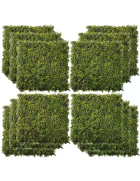 Outsunny Artificial Wood Paneling, 12PCS 20" x 20" Grass Privacy Fence Screen, Faux Hedge Greenery Backdrop, Encrypted Milan Gra - pic 97013 | FastDaddyshop