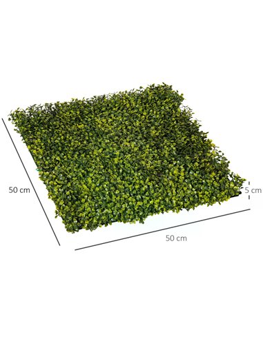 Outsunny Artificial Wood Paneling, 12PCS 20" x 20" Grass Privacy Fence Screen, Faux Hedge Greenery Backdrop, Encrypted Milan Gra