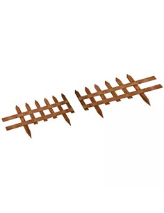 Outsunny 60L x 1D x 34H cm Pack of 12 Wooden Border Fences, Garden Fixed Picket Fence for Lawn Edging, Flowerbed, Brown 844-463B