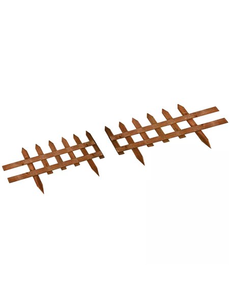 Outsunny 60L x 1D x 34H cm Pack of 12 Wooden Border Fences, Garden Fixed Picket Fence for Lawn Edging, Flowerbed, Brown 844-463B - pic 97022 | FastDaddyshop