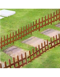 Outsunny 60L x 1D x 34H cm Pack of 12 Wooden Border Fences, Garden Fixed Picket Fence for Lawn Edging, Flowerbed, Brown 844-463B 2