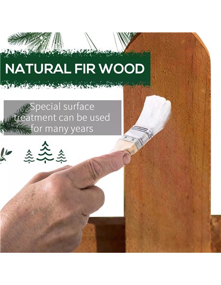 Outsunny 60L x 1D x 34H cm Pack of 12 Wooden Border Fences, Garden Fixed Picket Fence for Lawn Edging, Flowerbed, Brown 844-463B - pic 97025 | FastDaddyshop