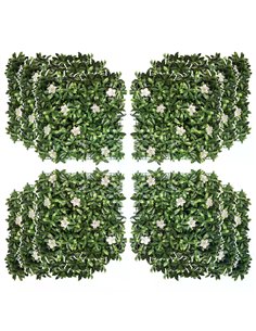 Outsunny 12PCS Artificial Boxwood Wall Panels 20" x 20" Rhododendron Privacy Fence Screen Faux Hedge Greenery Backdrop for Garde