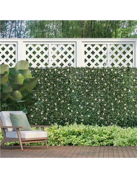 Outsunny 12PCS Artificial Boxwood Wall Panels 20" x 20" Rhododendron Privacy Fence Screen Faux Hedge Greenery Backdrop for Garde - pic 97032 | FastDaddyshop