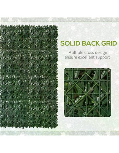 Outsunny 12PCS Artificial Boxwood Wall Panels 20" x 20" Rhododendron Privacy Fence Screen Faux Hedge Greenery Backdrop for Garde