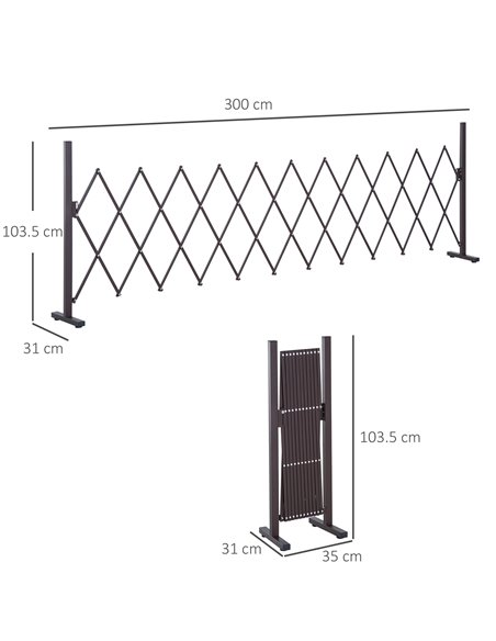 Outsunny Expanding Trellis Fence Freestanding Movable Fence Foldable Garden Screen Panel Aluminum, 300cm x 103.5 cm, Dark Brown  - pic 97042 | FastDaddyshop